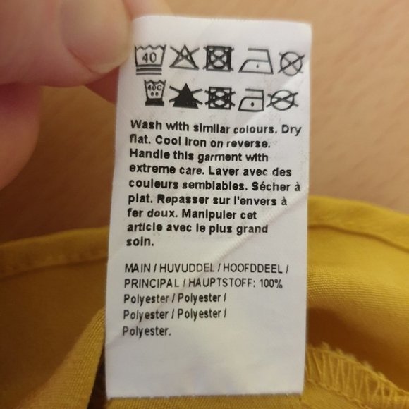 River Island AU-10 Yellow Mustard Puff Sleeve Blouse Button Top V-Neck - Picture 6 of 8